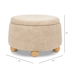 Tuffet Storage Ottoman in Chai Shearling with Honey Ball Feet