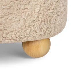 Tuffet Storage Ottoman in Chai Shearling with Honey Ball Feet