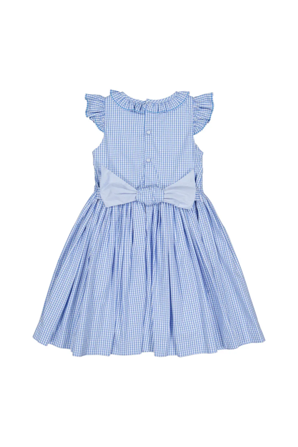 Tulip Blue Gingham Frilled Cap Sleeve Smocked Dress