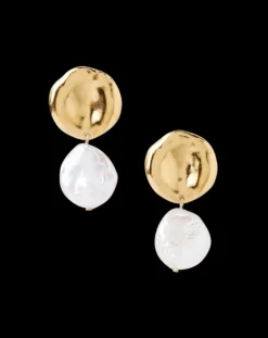 Two Tiered White Keshi Pearl Earrings