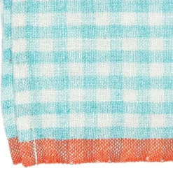 Two-Tone Gingham Towels in Aqua & Orange, Set of 2