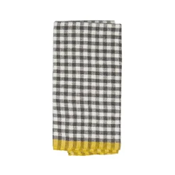 Two-Tone Gingham Towels in Natural & Aqua, Set of 2