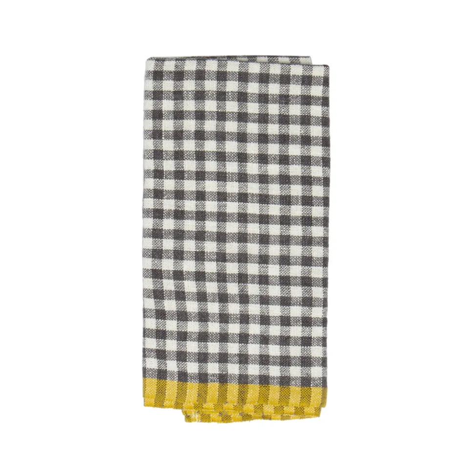 Two-Tone Gingham Towels in Natural & Aqua, Set of 2