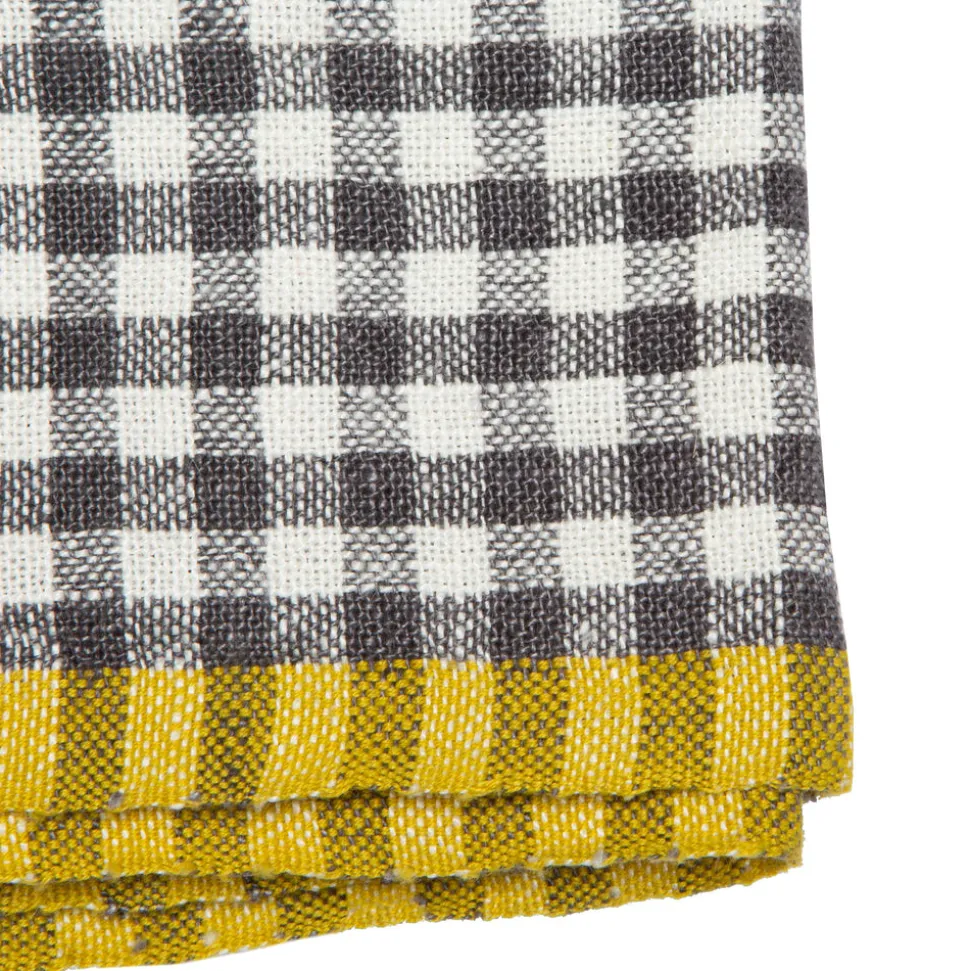 Two-Tone Gingham Towels in Natural & Aqua, Set of 2