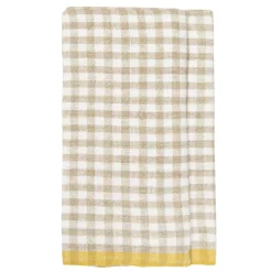 Two-Tone Gingham Towels in Natural & Aqua, Set of 2
