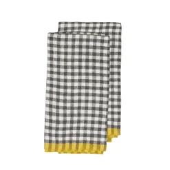 Two-Tone Gingham Towels in Natural & Aqua, Set of 2