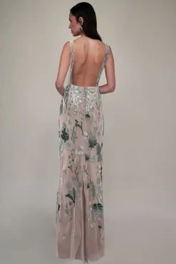 Underwater Wildflower Column Dress in Seaglass