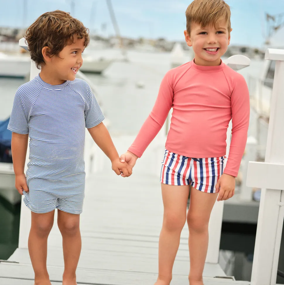 Unisex Harbor Stripe Short Sleeve Rashguard One Piece