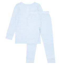 Unisex Powder Blue Stripe Pima Pajamas Set