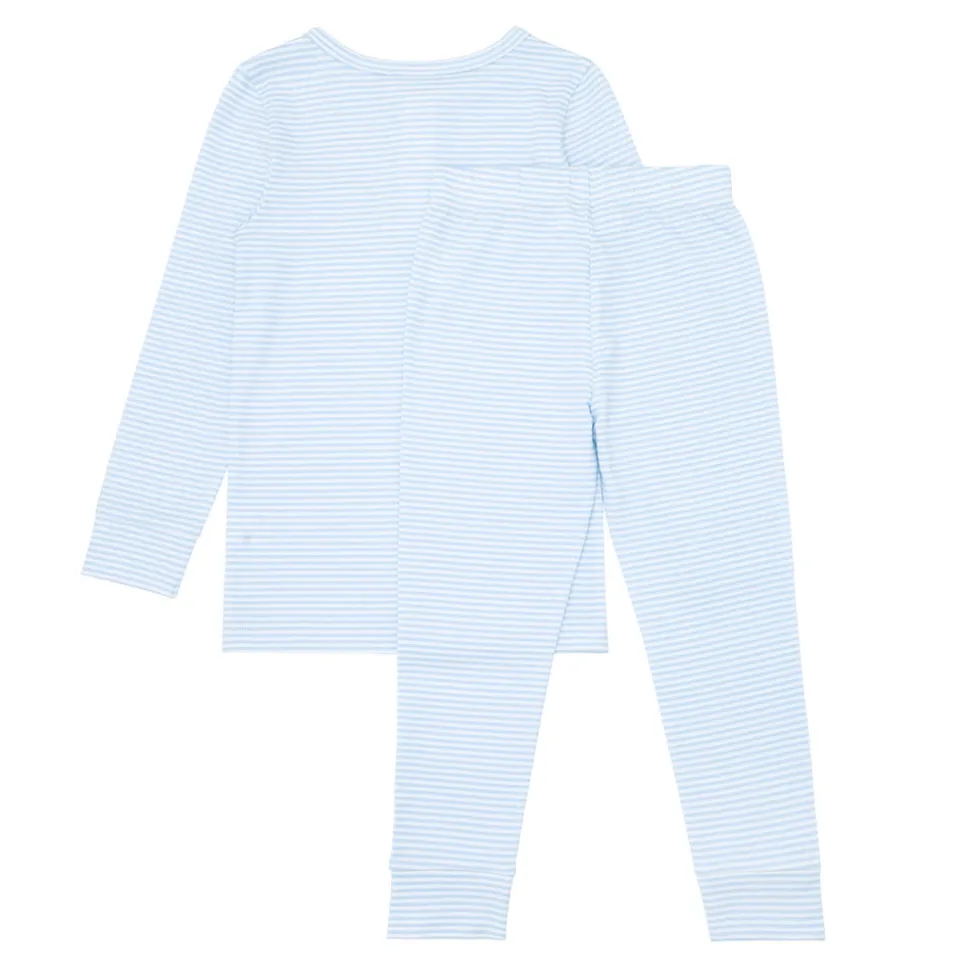 Unisex Powder Blue Stripe Pima Pajamas Set