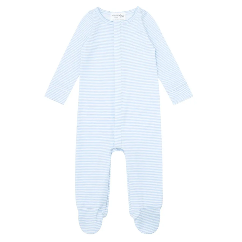 Unisex Powder Blue Stripe Pima Footie
