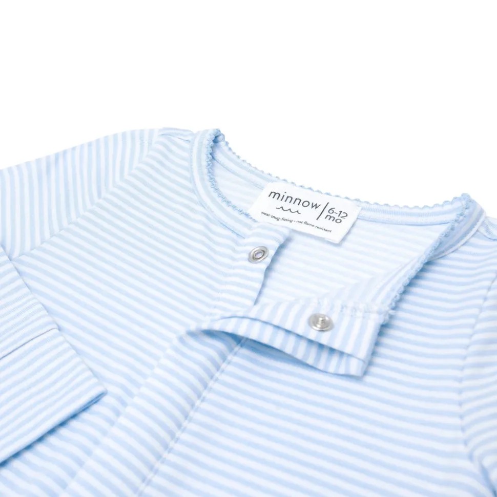 Unisex Powder Blue Stripe Pima Footie