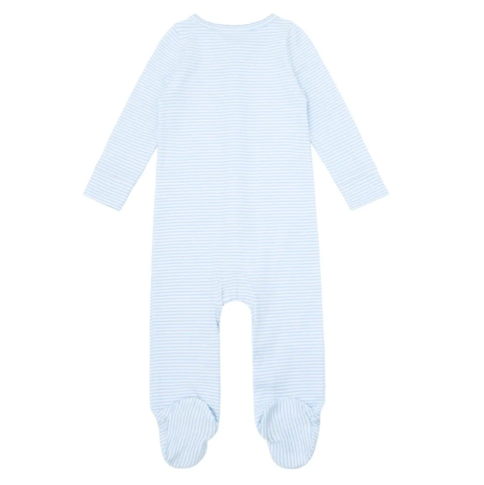 Unisex Powder Blue Stripe Pima Footie