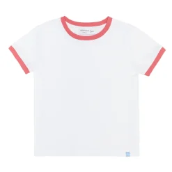 Unisex White Ringer Tee with Poppy Red Trim