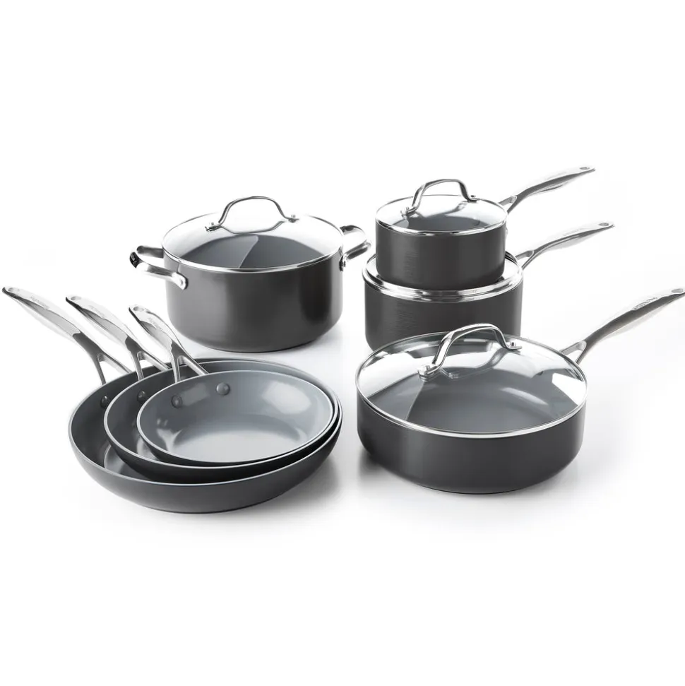 Valencia Collection Cookware 11-Piece Set in Black