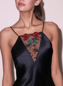 Vampire Rose Embroidery Slip Dress