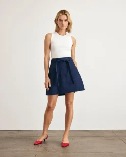 Vanessa Dress in White & Maritime Blue