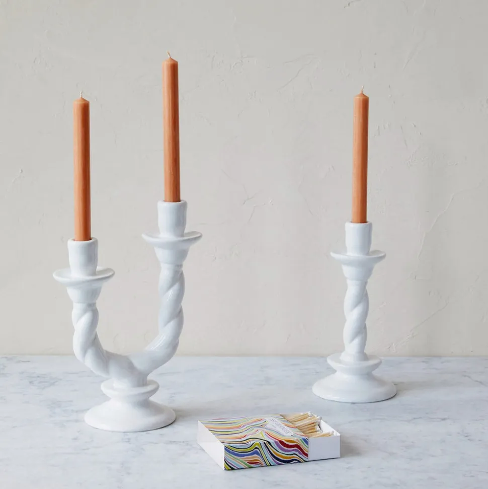 Vela Single Ceramic Candlestick