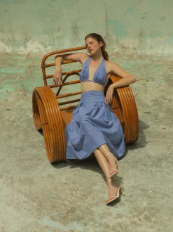 Vela Skirt in Blue Stripes