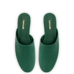 Venice Flat Mule and Pouch Kit In Emerald Suede