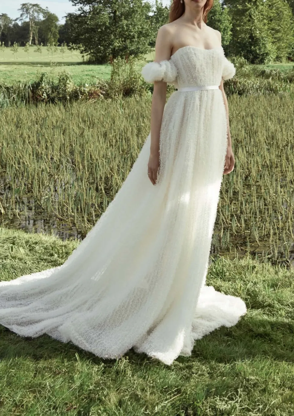 Venus White Dotted Tulle Gown