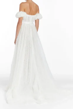 Venus White Dotted Tulle Gown