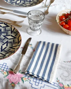 Vera Stripe Napkins in Light Blue, Set of 2
