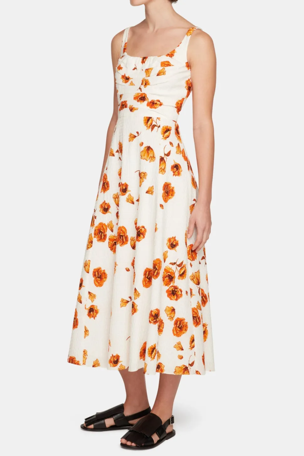 Verena Dress In Orange Poppies Bibione Cotton