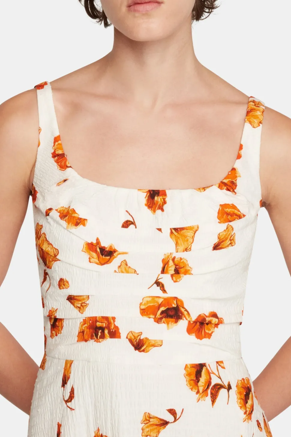 Verena Dress In Orange Poppies Bibione Cotton
