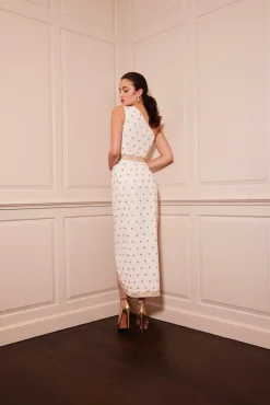 Victoire Tea-Length Dress with Embroidery
