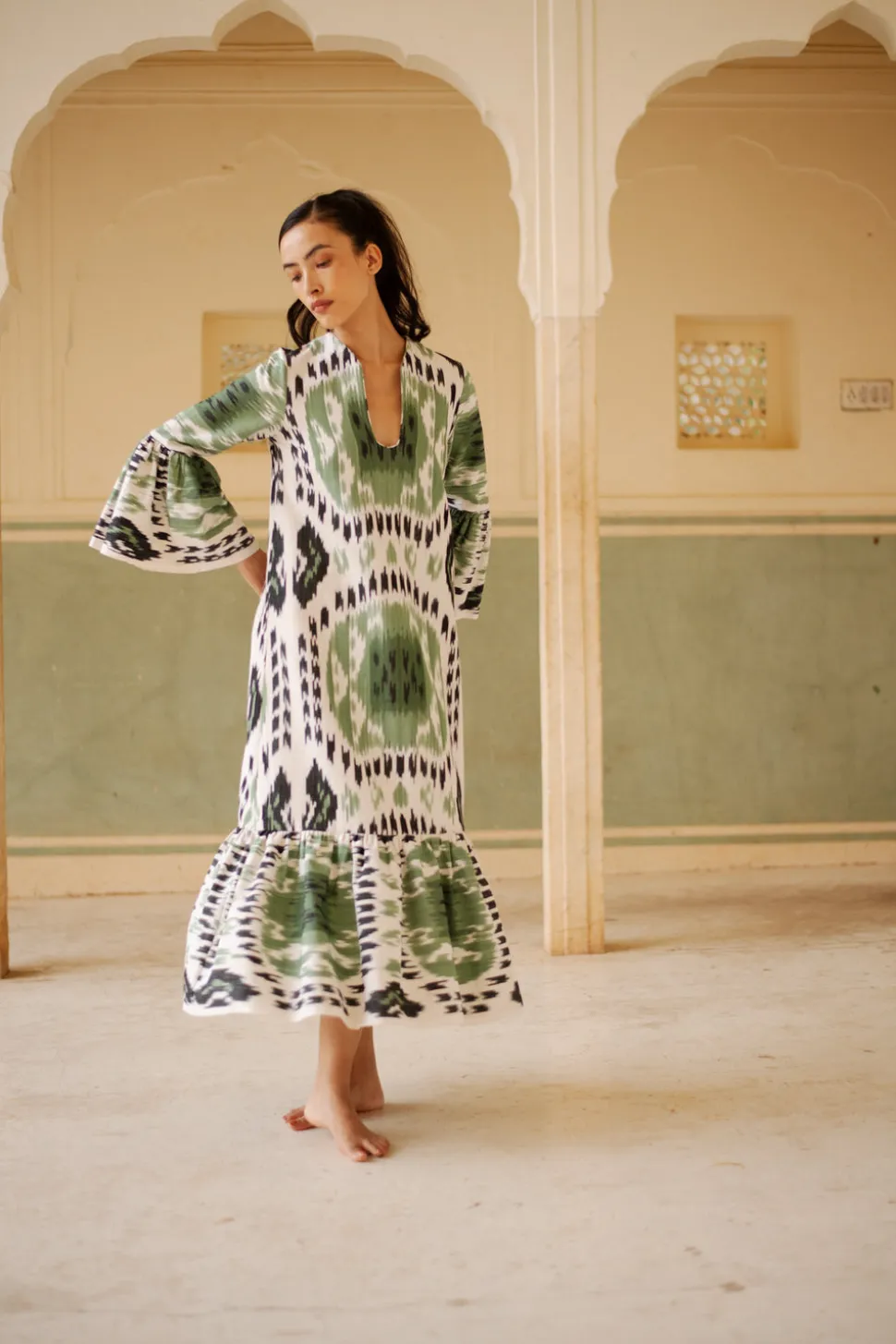 Viento Dress Green Rainbow