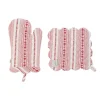 Villa Stripe Oven Mitt and Pot Holder, Set of 2 in Ruby