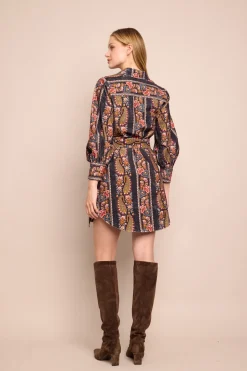 Villena Dress in Paisley Trail Black