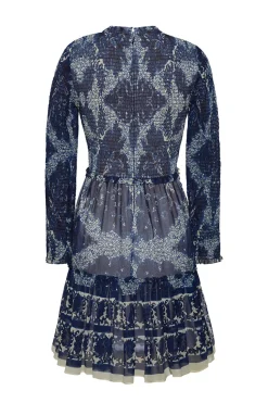Viola Dress in Scrollwork Ink