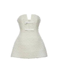 Vivienne Dress in White Smocked Tulle