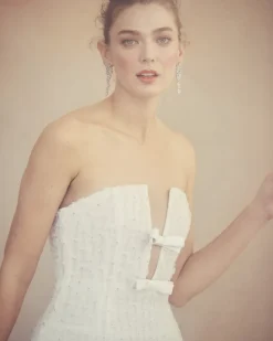 Vivienne Dress in White Smocked Tulle