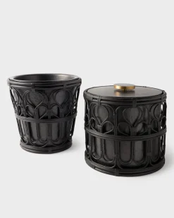 Viya Champagne Bucket in Cane and Brass