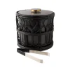 Viya Ice Bucket in Cane and Brass with Tongs