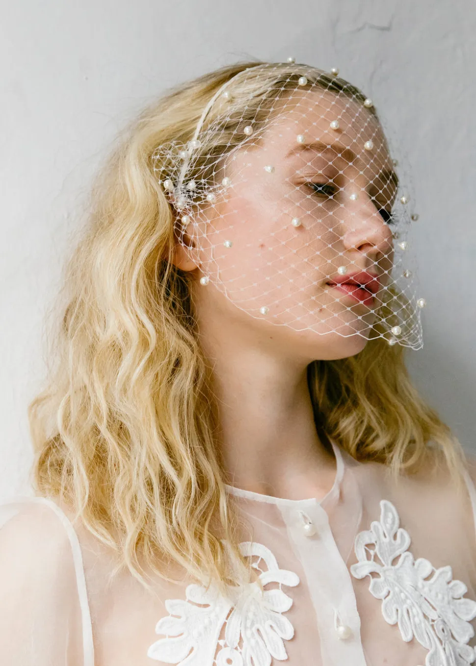 Voilette Headband with Pearls
