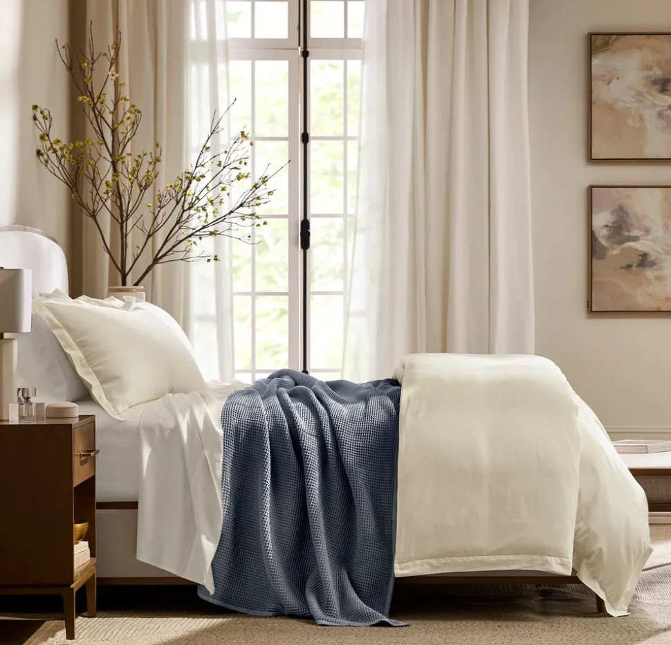 Waffle Bed Blanket in Mineral
