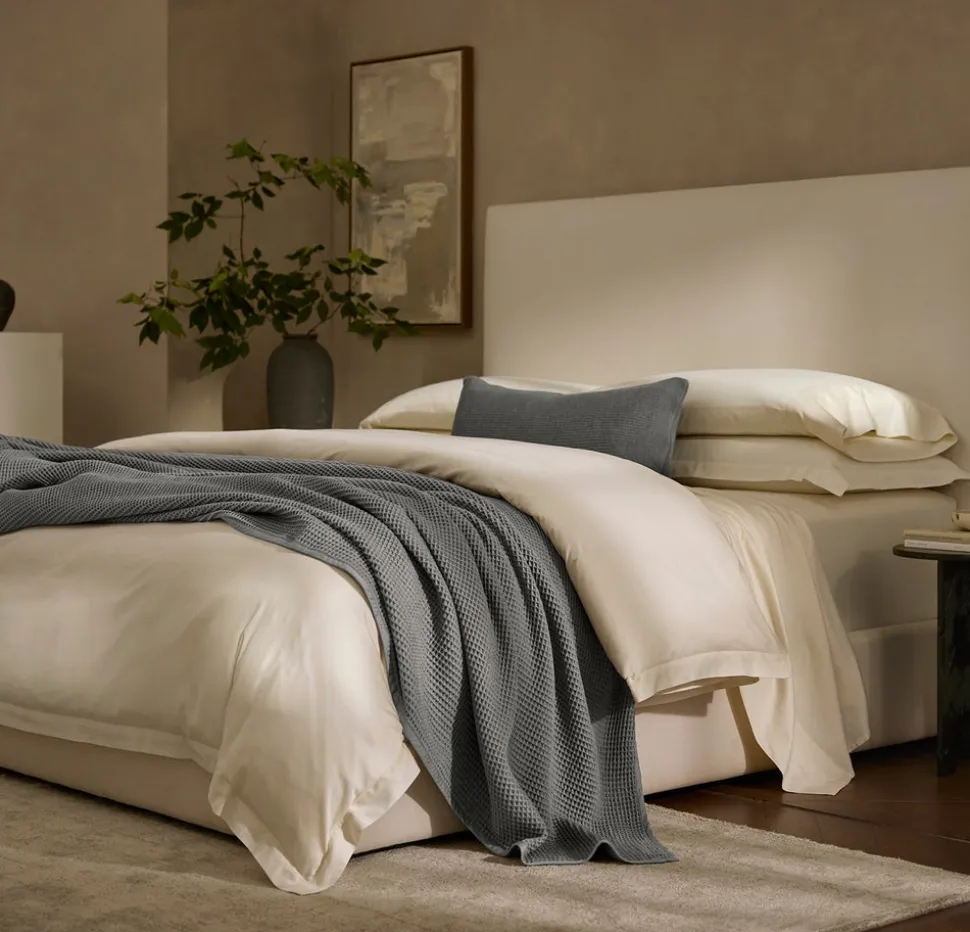 Waffle Bed Blanket in Stone