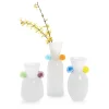 White Art Glass Vase with Colored Accents, Set of 3