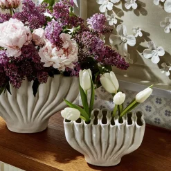 White Ceramic Vase, Set of 2