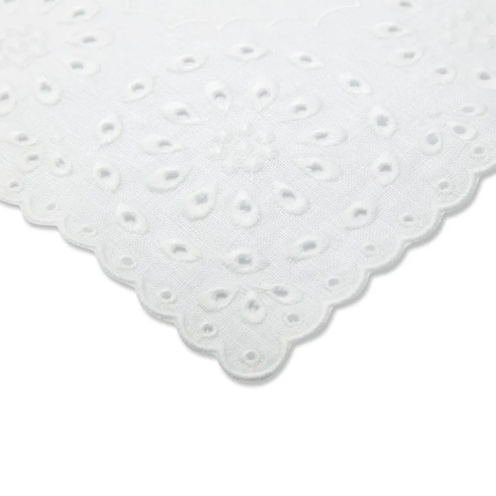White Eyelet Dinner Napkins, Set of 4