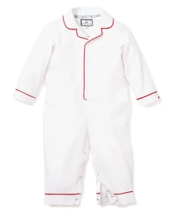 White Festive Romper with Red Piping