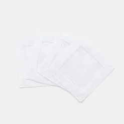 White Hemstitch Cocktail Napkin, Set of 4