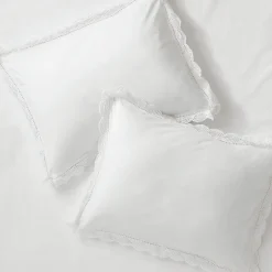 White Meena Percale Pillowcases + Shams