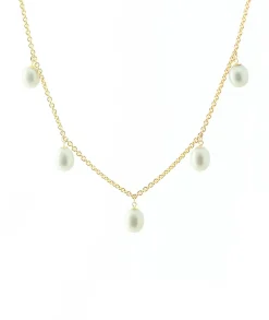 White Pearl Dangling Necklace