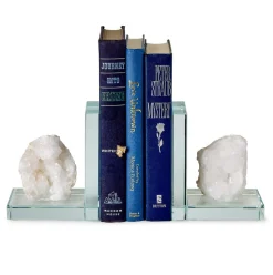 White Quartz Crystal Bookends, Set of 2