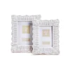 White Scalloped Wicker Weave Photo Frame, Set of 2